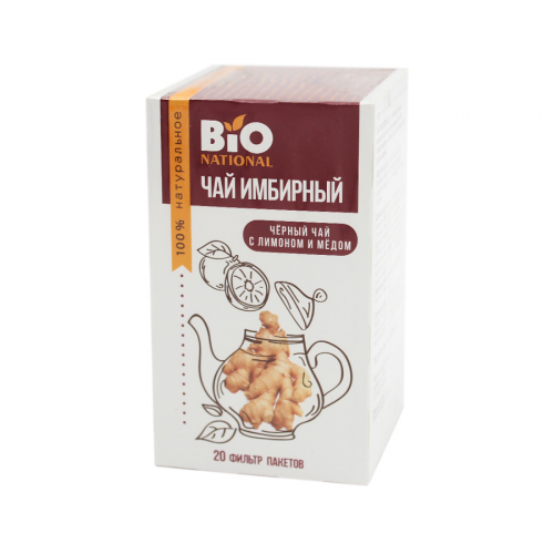 BIO NATIONAL Чай имбирный черный с лимоном и медом 20шт