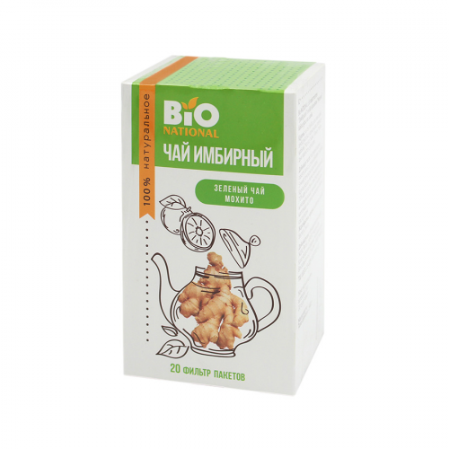 BIO NATIONAL Чай имбирный черный Зеленый чай Мохито 20шт