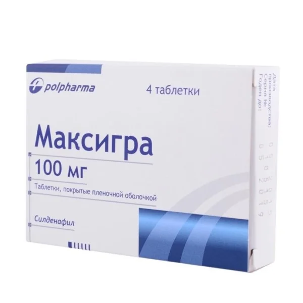 Максигра 100 мг силденафил 4 таблетки