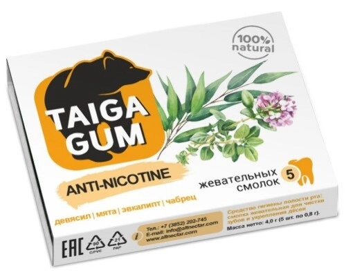 Смолка Anti-Nicotine (против курения) в растительной пудре, без сахара