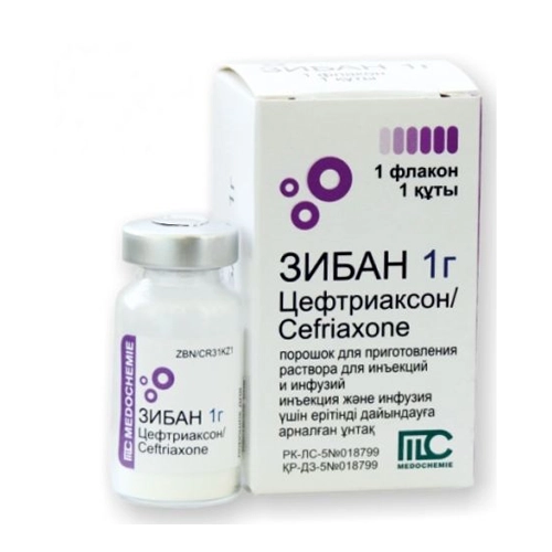 ЗИБАН 1 г пор д/приг. р-ра д/ин Цефтриаксон