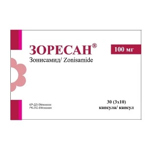 ЗОРЕСАН 100 мг 30 капсул Зонисамид