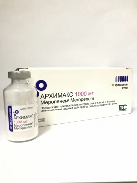 Архимакс 1000 мг меропенем порошок для инъекций 10 флаконов