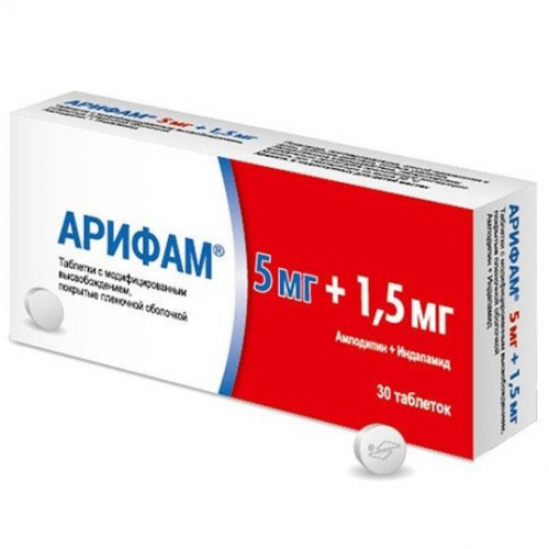 АРИФАМ 5мг+1.5мг N30 таб с модиф высвоб п.п.о. 30 шт
