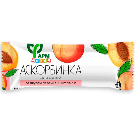 Аскорбинка персик для детей 10 шт по 3 г