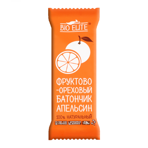 BIO ELITE Батончик фруктово-ореховый Апельсин, 35гр.