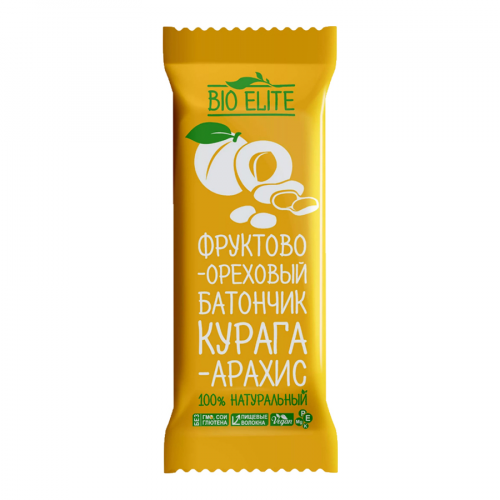 BIO ELITE Батончик фруктово-ореховый Курага/арахис, 35гр.