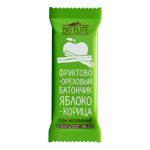 BIO ELITE Батончик фруктово-ореховый Яблоко/корица, 35гр.