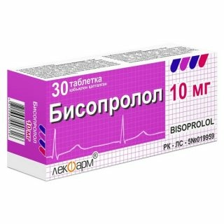 Бисопролол 10 мг 30 таблеток Лекфарм