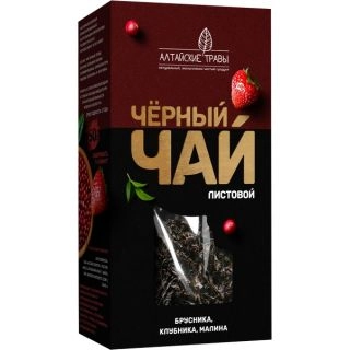 Черный чай листовой Алтайские травы со вкусом брусники клубники малины