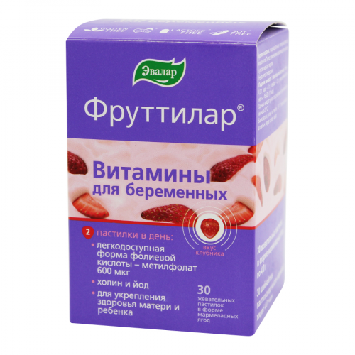 ЭВАЛАР Фруттилар Витамины для беременных Клубника 30 жевательные пастилки