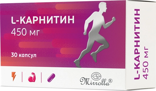 L Карнитин 450 мг 30 капсул Мирролла