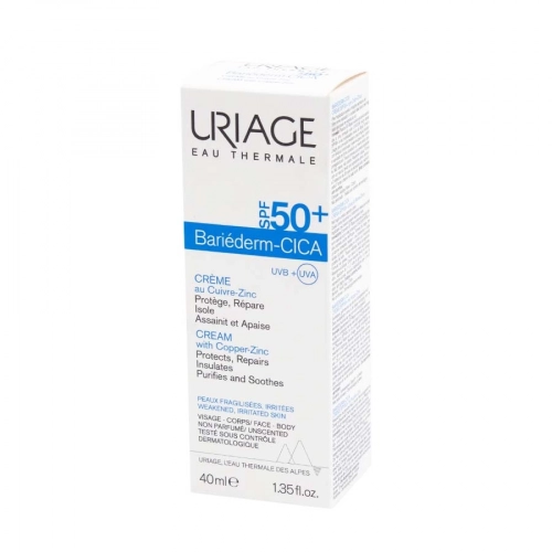 Uriage Bariederm Cica восстанавливающий крем с Cu-Zn SPF50+